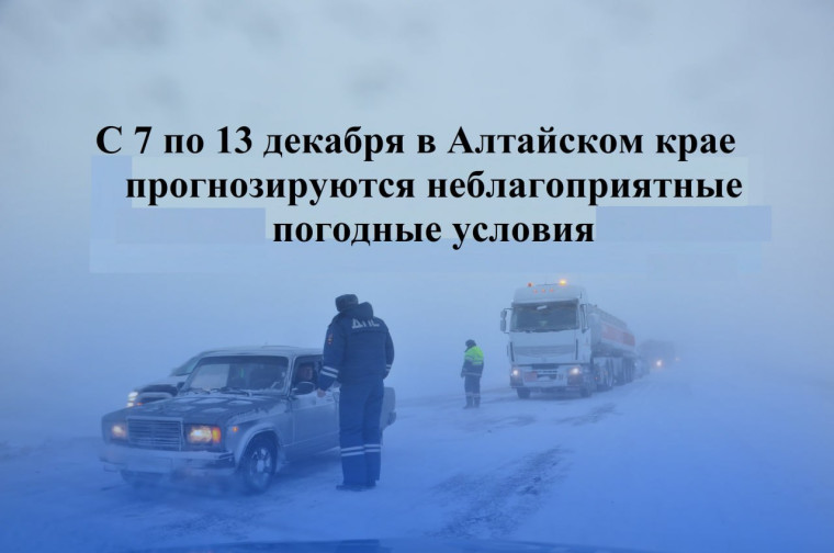 В Алтайском крае в период с 7 по 13 декабря 2023 года ожидается холодная погода с минимальными температурами воздуха до -31°С.